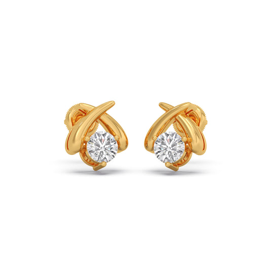 Lexi-Cross Round Solitaire Stud Earrings - Yellow