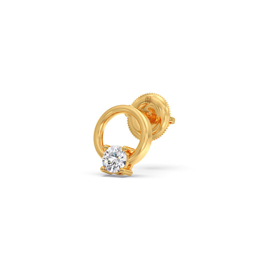Circle Embrace Solitaire Diamond Earrings - Yellow
