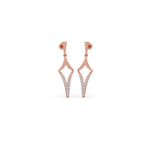 Etherea Round Diamond Dangle Earrings - Rose