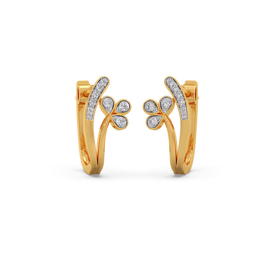Meadow Mist Diamond J-Hoop Earrings - Yellow