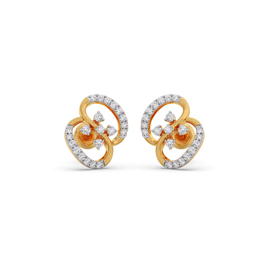 Empress Swirl Diamond Stud Earrings - Yellow