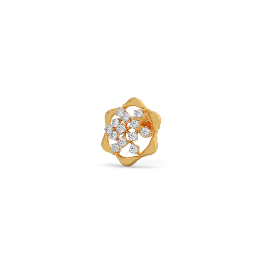 Petal-Pop Cluster Diamond Stud Earrings - Yellow