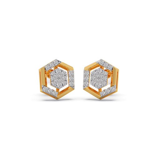 Gilded Honeycomb Diamond Stud Earrings