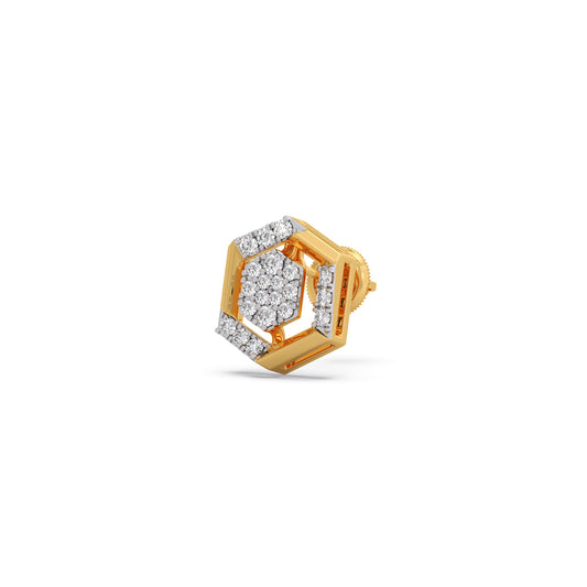 Gilded Honeycomb Diamond Stud Earrings - Yellow