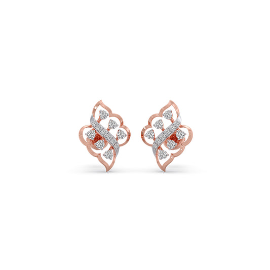 Radiant Leaf Diamond Stud Earrings - Rose