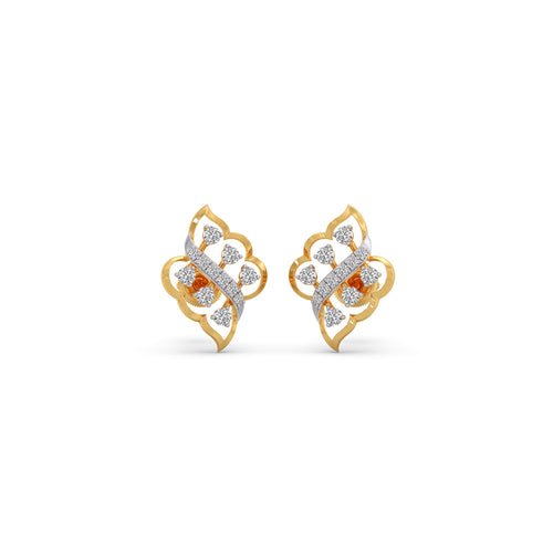 Radiant Leaf Diamond Stud Earrings