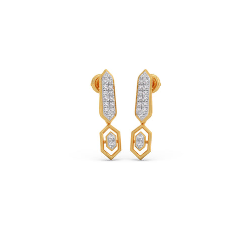 Duo-Hexagon Diamond Drop Earrings