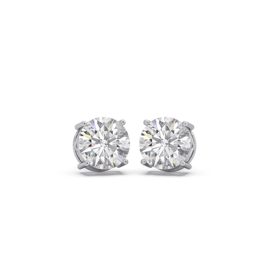 True Spark Round Solitaire Diamond Studs Earrings - White