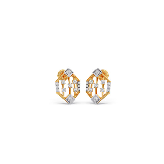 Chrysler Lattice Diamond Stud Earrings - Yellow