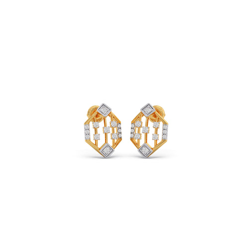 Chrysler Lattice Diamond Stud Earrings