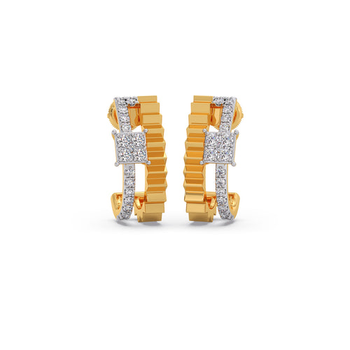 Dual Diamond J-Bali Earrings