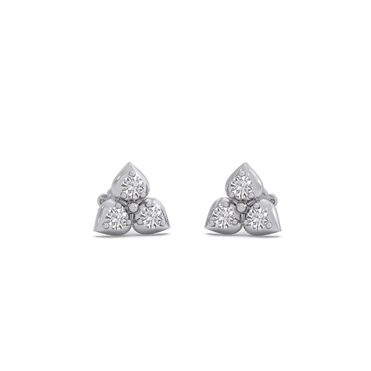 Trio Cluster Diamond Stud Earring - White