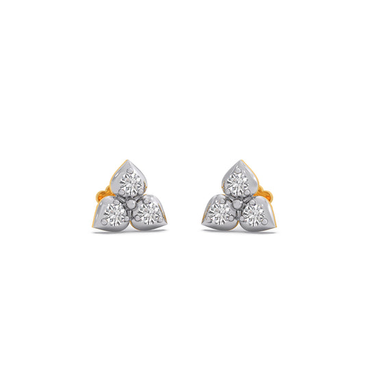 Trio Cluster Diamond Stud Earring - Yellow