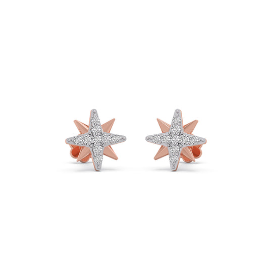 North Star Diamond Stud Earrings - Rose
