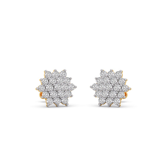 Sunburst Cluster Diamond Stud Earrings - Yellow