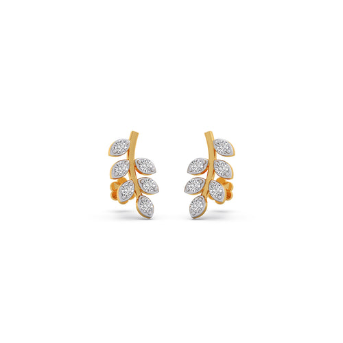 Leaf Climber Diamond Stud Earrings
