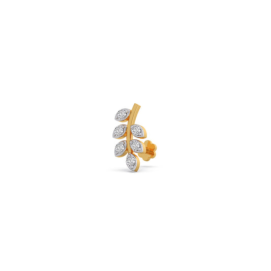 Leaf Climber Diamond Stud Earrings - Yellow