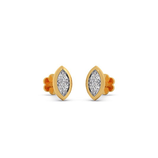 Lanceolate Diamond Stud Earrings - Yellow