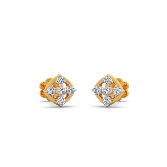 Mosaic Cluster Diamond Stud Earrings - Yellow