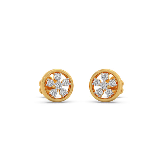 Orbital Swirl Diamond Stud Earrings - Yellow