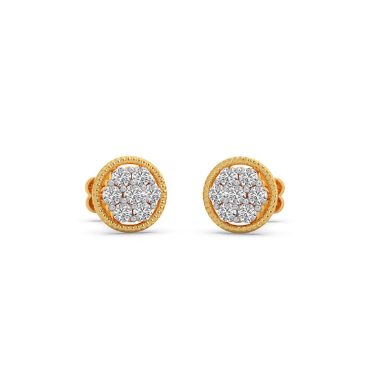 Floret Cluster Diamond Stud Earrings - Yellow
