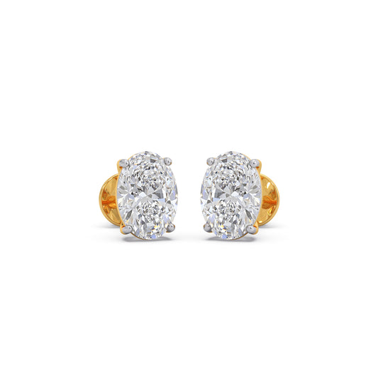 2 ct Majestic Oval Solitaire Stud Earrings - Yellow