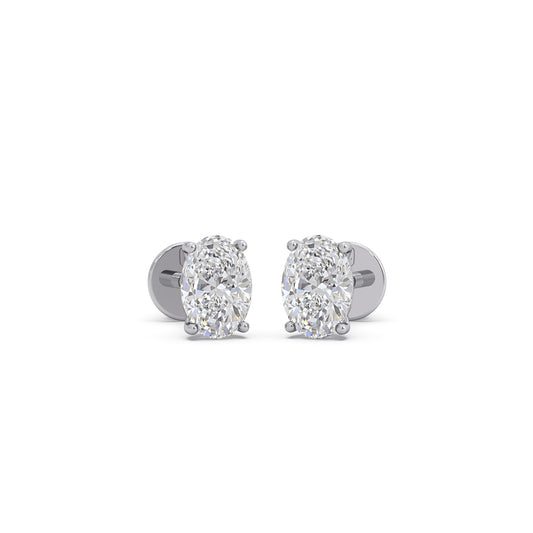 1.5 ct Sleek Oval Solitaire Stud Earrings - White