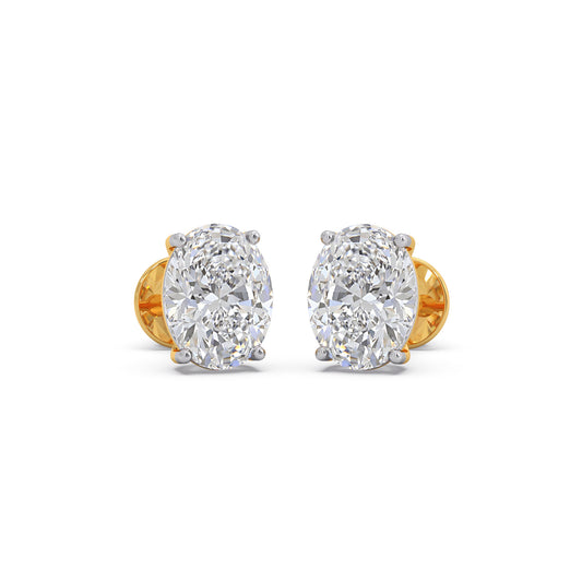 3 ct Serene Oval Solitaire Stud Earrings - Yellow