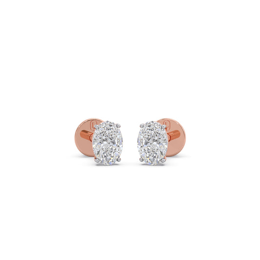 1 ct Sculpted Oval Solitaire Stud Earrings - Rose