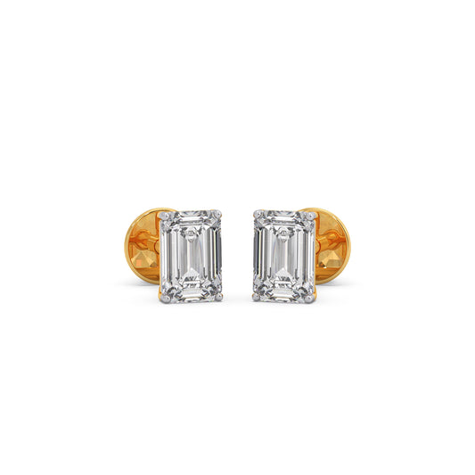 1.5 ct Iconic Emerald Solitaire Stud Earrings - Yellow