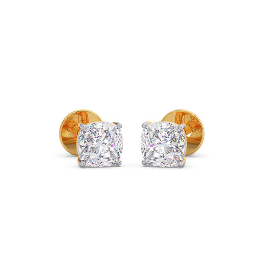 1.5 ct Timeless Cushion Solitaire Stud Earrings - Yellow