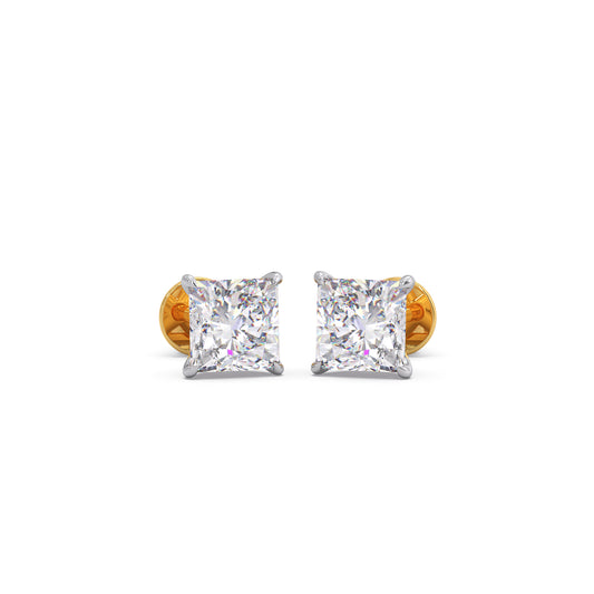 4 ct Glacial Princess Solitaire Stud Earrings - Yellow
