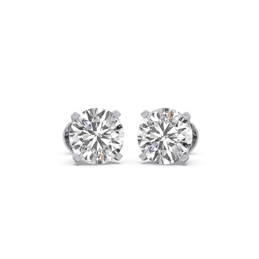 5 ct Pristine Round Solitaire Stud Earrings - White