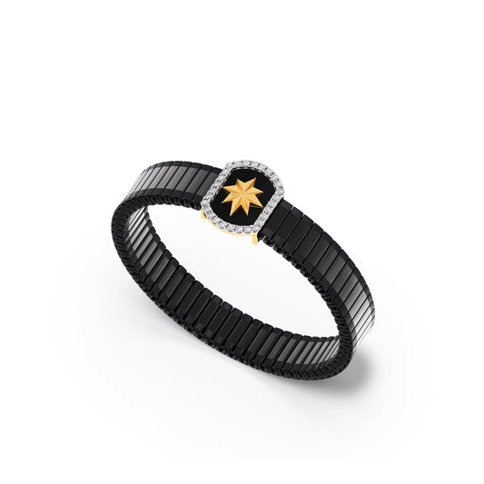 Stellar Halo Diamond Men's Bracelet - Yellow