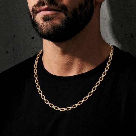 Two-Tone Oval Rolo Men's Chain - MQ_AI