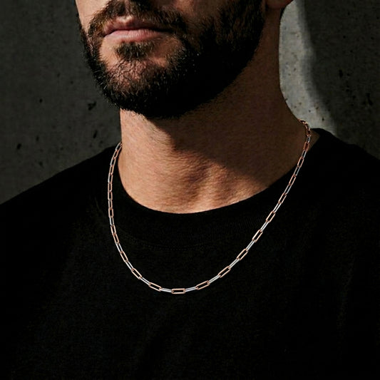 Two-Tone Paperclip Link Men's Chain - MQ_AI