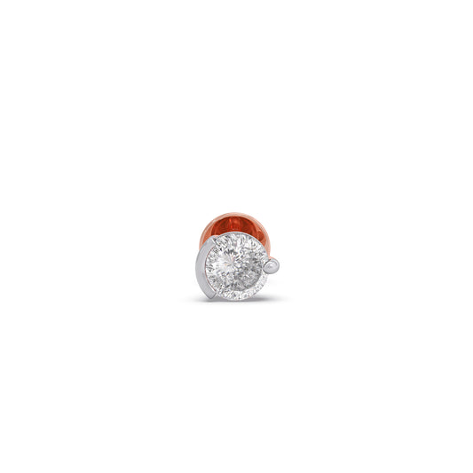 Half-Bezel Round Solitaire Men's Stud - Rose