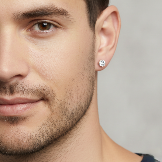 0.88Ct Round Diamond Men's Stud
