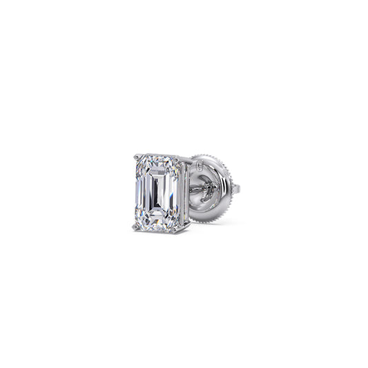 Emerald Cut Diamond Men's Stud