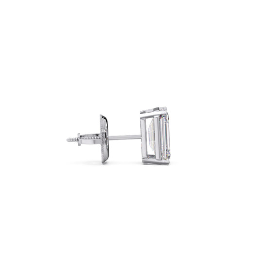 Emerald Cut Diamond Men's Stud