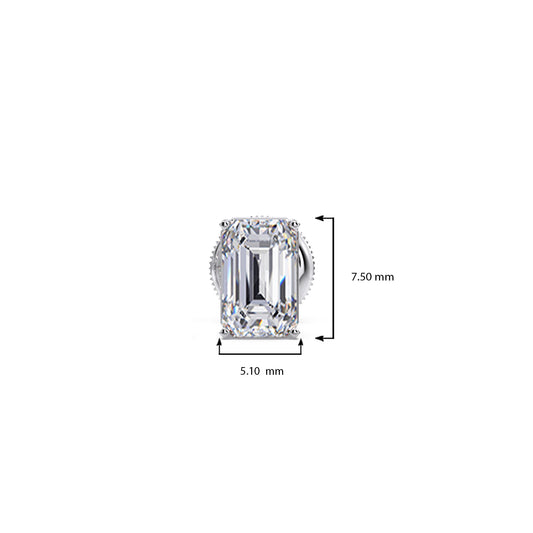 Emerald Cut Diamond Men's Stud