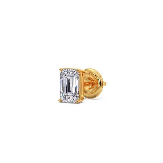 Emerald Cut Diamond Men's Stud