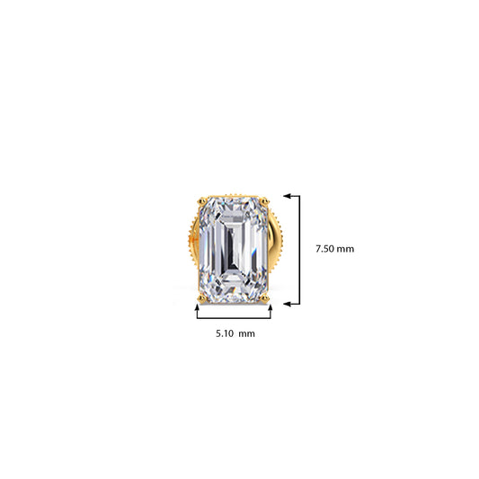 Emerald Cut Diamond Men's Stud