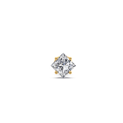 Luminous Princess Cut Solitaire Men's Stud