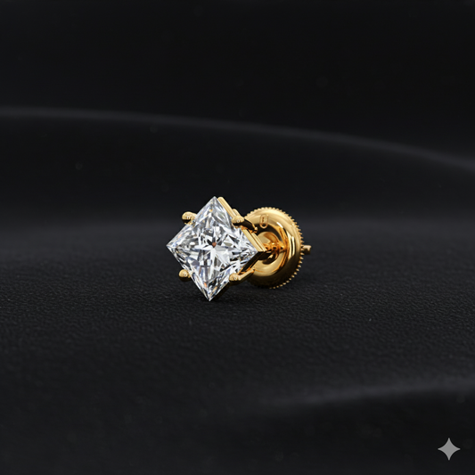 Princess Cut Diamond Men's Stud