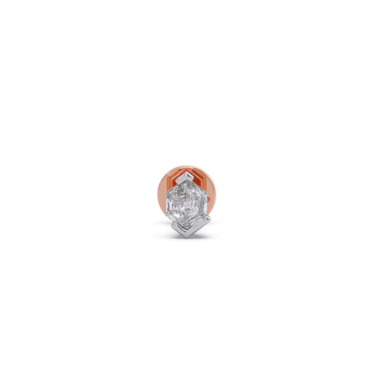 0.26 ct Geometric Hexa Cut Solitaire Men's Stud - Rose
