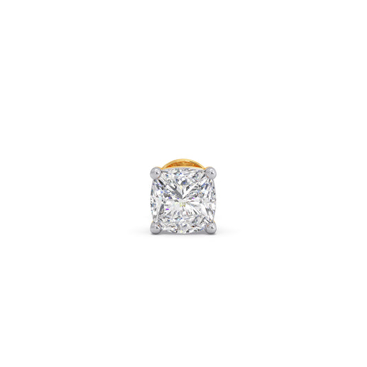 1 ct Opulent Cushion Solitaire Men's Stud - Yellow