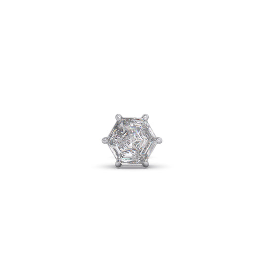 1.03 ct Equilateral Hexagon Cut Solitaire Men's Stud - White