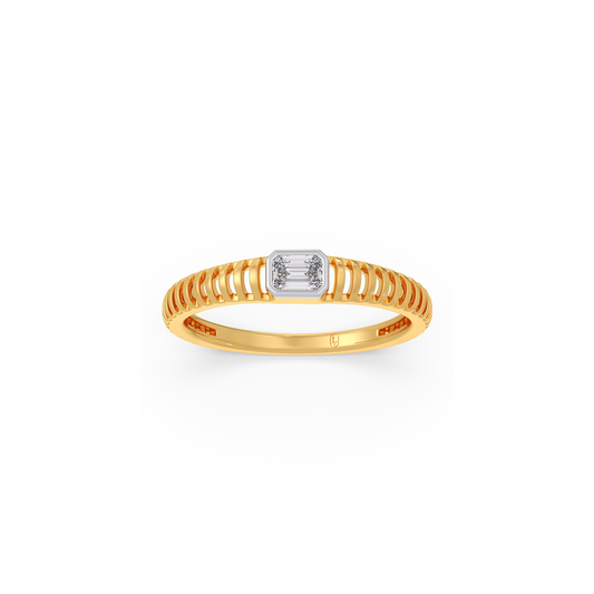 Linear Emerald Diamond Men's Ring - Yellow