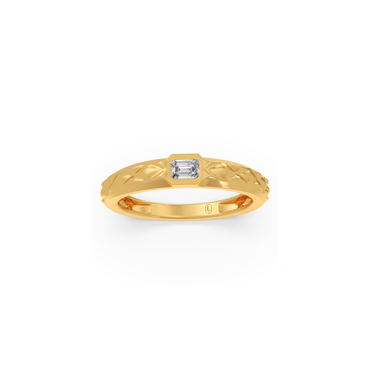 Prism Line Diamond Mens Ring - Yellow